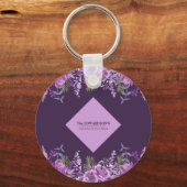 Lila weelderig: bladeren & bloemen verenigen sleutelhanger (Achterkant)