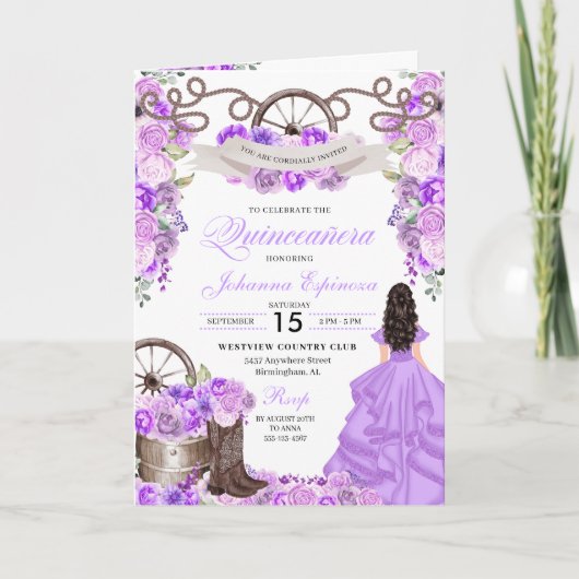 Lila Western Charro Bi-Fold Quinceanera (Voorkant)