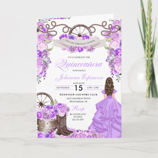 Lila Western Charro Bi-Fold Quinceanera (Voorkant)