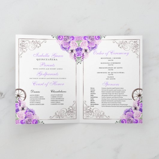 Lila Western Charro Bi-Fold Quinceanera (Binnen)