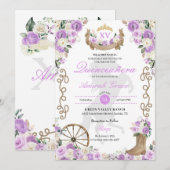 Lila Westerne cowgirl quinceañera uitnodiging (Voorkant / Achterkant)