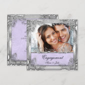 Lila White Silver Photo van Engagement Party Kaart (Voorkant / Achterkant)