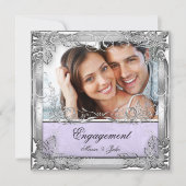 Lila White Silver Photo van Engagement Party Kaart (Voorkant)