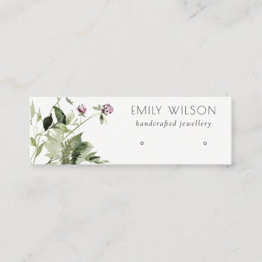 Lila Wild Floral Fern Bunch Stud Earring Display Mini Visitekaartje (Voorkant)