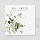 Lila Wild Floral Fern Bunch Stud Earring Display Vierkante Visitekaartje (Voorkant)