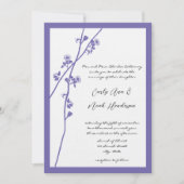 Lila Wild Flower Branch Wedding Invites Kaart (Voorkant)