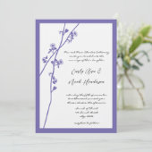 Lila Wild Flower Branch Wedding Invites Kaart (Staand voorkant)