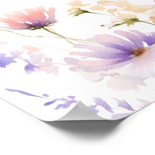 Lila Wild Flowers Vrijgezellenfeest Welkom Poster (Hoek)