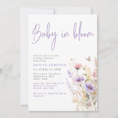 Lila Wildbloemen Lente Baby in Bloom Baby shower Kaart (Voorkant)