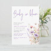 Lila Wildbloemen Lente Baby in Bloom Baby shower Kaart (Staand voorkant)