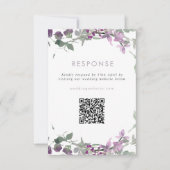 Lila Wildbloemen Weduwwebsite QR-code RSVP Kaartje (Voorkant)