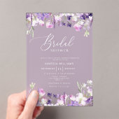 Lila wilde bloem paarse Vrijgezellenfeest Acryl Uitnodigingen (Insitu (Draagbaar))