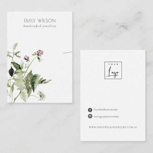Lila Wilde Floral Bunch Ketting Band display Visitekaartje (Voorkant / Achterkant)