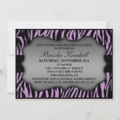 Lila Wilde Night Zebra Print Bachelorette Party Kaart (Voorkant)