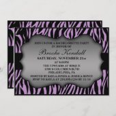 Lila Wilde Night Zebra Print Bachelorette Party Kaart (Voorkant / Achterkant)
