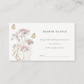 Lila Wildflower Bladluier Raffle Baby shower Informatiekaartje (Voorkant)
