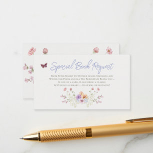 Lila Wildflower Book Aanvraag voor Baby shower Informatiekaartje