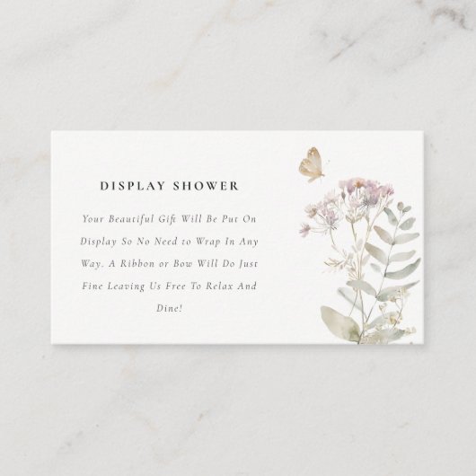 Lila Wildflower Botanical Display Baby shower Informatiekaartje (Voorkant)