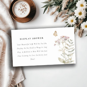 Lila Wildflower Botanical Display Baby shower Informatiekaartje