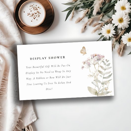 Lila Wildflower Botanical Display Baby shower Informatiekaartje
