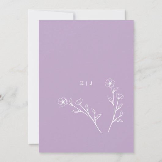 Lila Wildflower bruiloft uitnodiging (Achterkant)