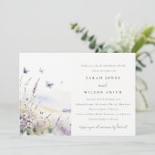 Lila Wildflower Butterfly Field repetitie diner Kaart (Staand voorkant)