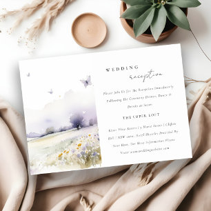 Lila Wildflower Butterfly Field Trouwreceptie Informatiekaartje