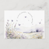 Lila Wildflower Butterfly Field Trouwreceptie Informatiekaartje (Achterkant)