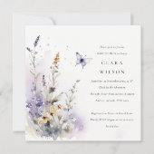 Lila Wildflower Butterfly Garden Baby shower Kaart (Voorkant)