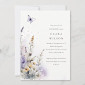 Lila Wildflower Butterfly Garden Baby shower Kaart (Voorkant)