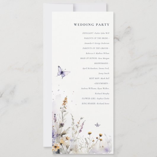 Lila Wildflower Butterfly Garden Programma (Achterkant)