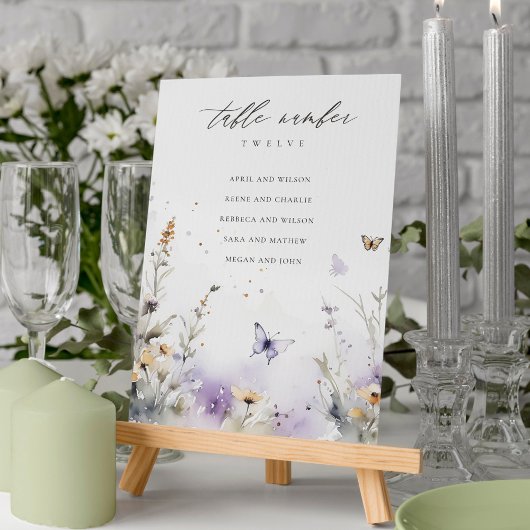 Lila Wildflower Butterfly Wedding-zitschema Kaart
