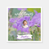 Lila Wildflower Custom Baby Foto Happy Birthday Servet (Voorkant)