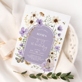 Lila Wildflower Fairy Eerste Verjaardagstuinfeest Kaart