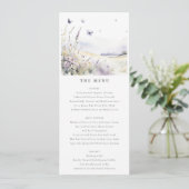Lila Wildflower Field Vlinder Bruiloft Menu Kaart (Staand voorkant)