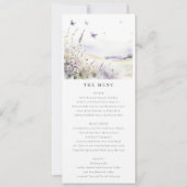 Lila Wildflower Field Vlinder Bruiloft Menu Kaart (Voorkant)
