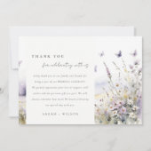 Lila Wildflower Field Vlinder Landscape Bruiloft Bedankkaart (Voorkant)