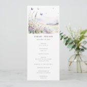 Lila Wildflower Field Vlinder Trouwprogramma Kaart (Staand voorkant)