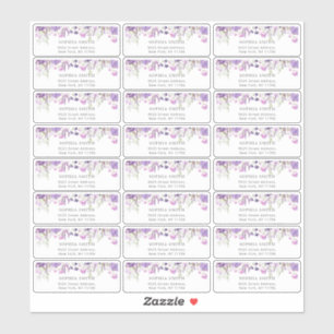 Lila Wildflower gasten adreslabel Sticker