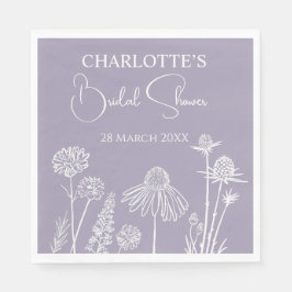 Lila Wildflower geschetst bloemig Vrijgezellenfees Servet