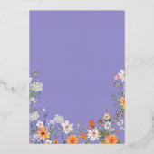 Lila Wildflower Summer Wedding Bewaar de datum Folie Uitnodiging (Achterkant)