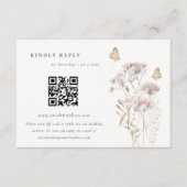 Lila Wildflower Varen Bladgroen Bruiloft QR Code R Informatiekaartje (Voorkant)