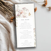 Lila Wildflower Varen Botanische bruiloft Menu Kaa Kaart