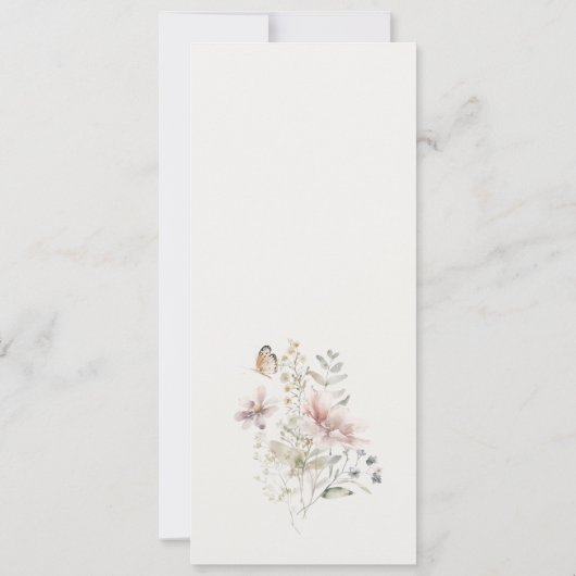 Lila Wildflower Varen Botanische bruiloft Menu Kaa Kaart (Achterkant)