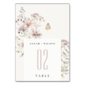 Lila Wildflower Varen Botanische Waterverf Bruilof Kaart (Achterkant)