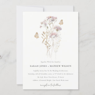 Lila Wildflower Varen Botanische Waterverf Bruilof Kaart