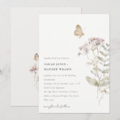 Lila Wildflower Varen Botanische Waterverf Bruilof Kaart (Voorkant / Achterkant)