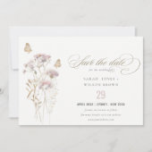 Lila Wildflower Varen Botanische Waterverf Bruilof Save The Date (Voorkant)