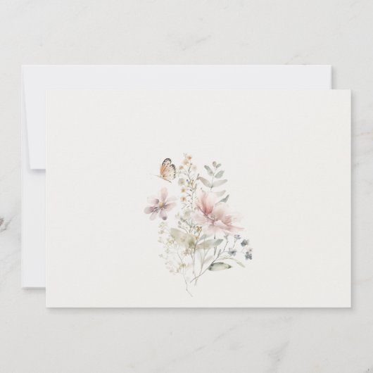 Lila Wildflower Varen Botanische Waterverf Bruilof Save The Date (Achterkant)