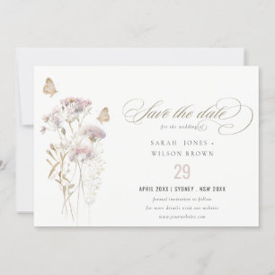 Lila Wildflower Varen Botanische Waterverf Bruilof Save The Date
